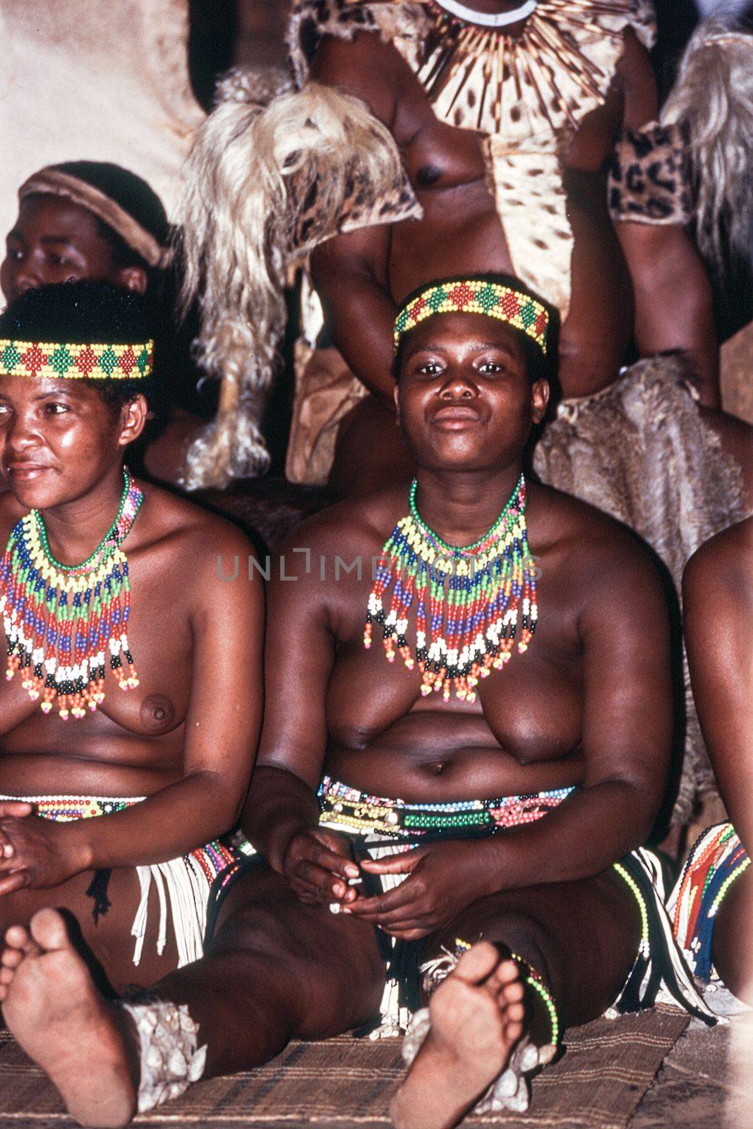 Zulu people at the Shakaland Zulu Village, Nkwalini Valley, Kwazulu Natal, South Africa.