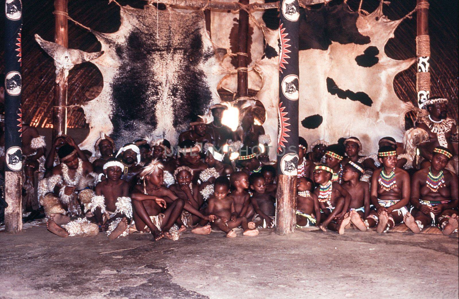 Zulu people at the Shakaland Zulu Village, Nkwalini Valley, Kwazulu Natal, South Africa.