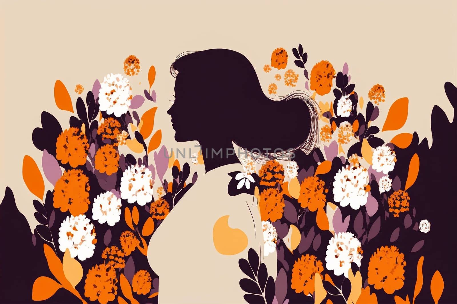 International Women's Day March 8 with flower. Art. by gulyaevstudio