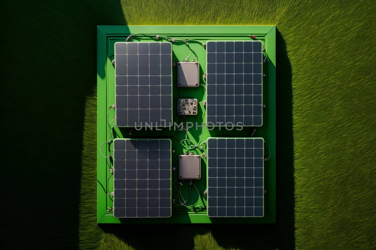 A set of solar panels. 3D rendering. by gulyaevstudio