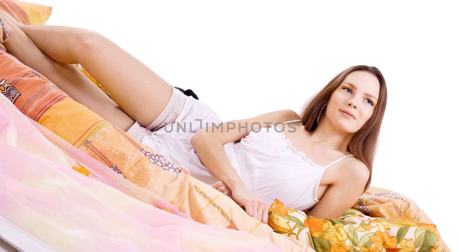 Beauty woman lay on pillow christmas theme