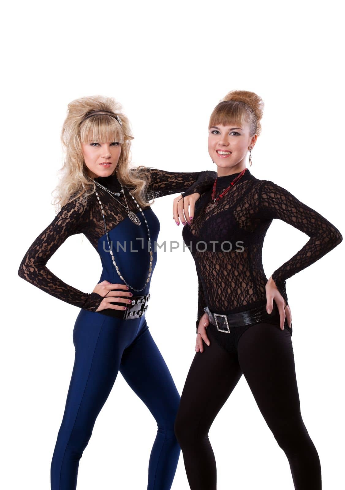 two beauty young girl in lace costume look at you by rivertime