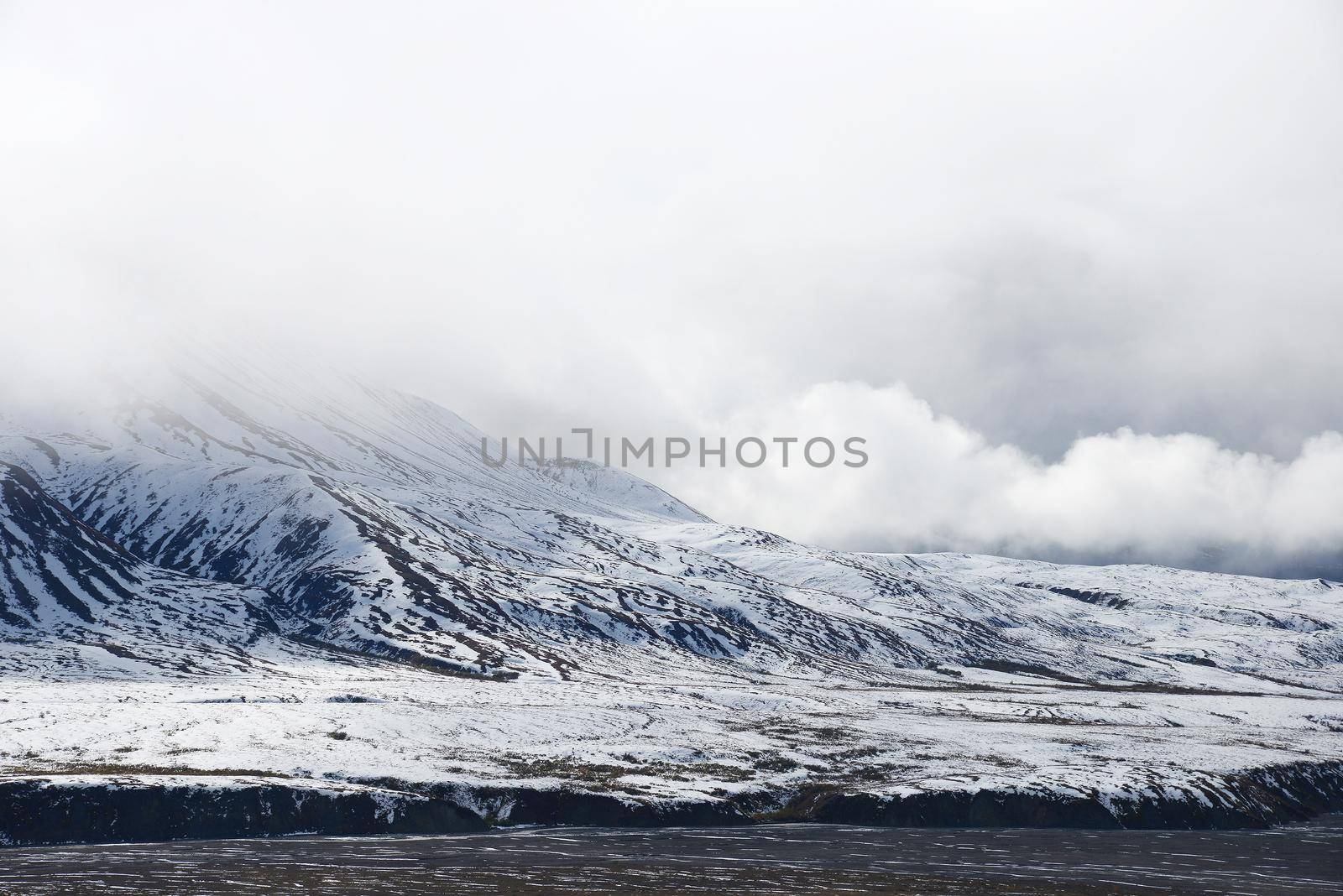 snow mountain landscape in denali national park