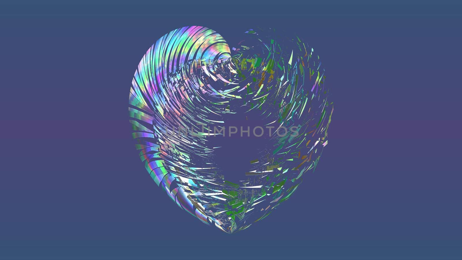 Abstract holographic heart on a blue background by Vvicca