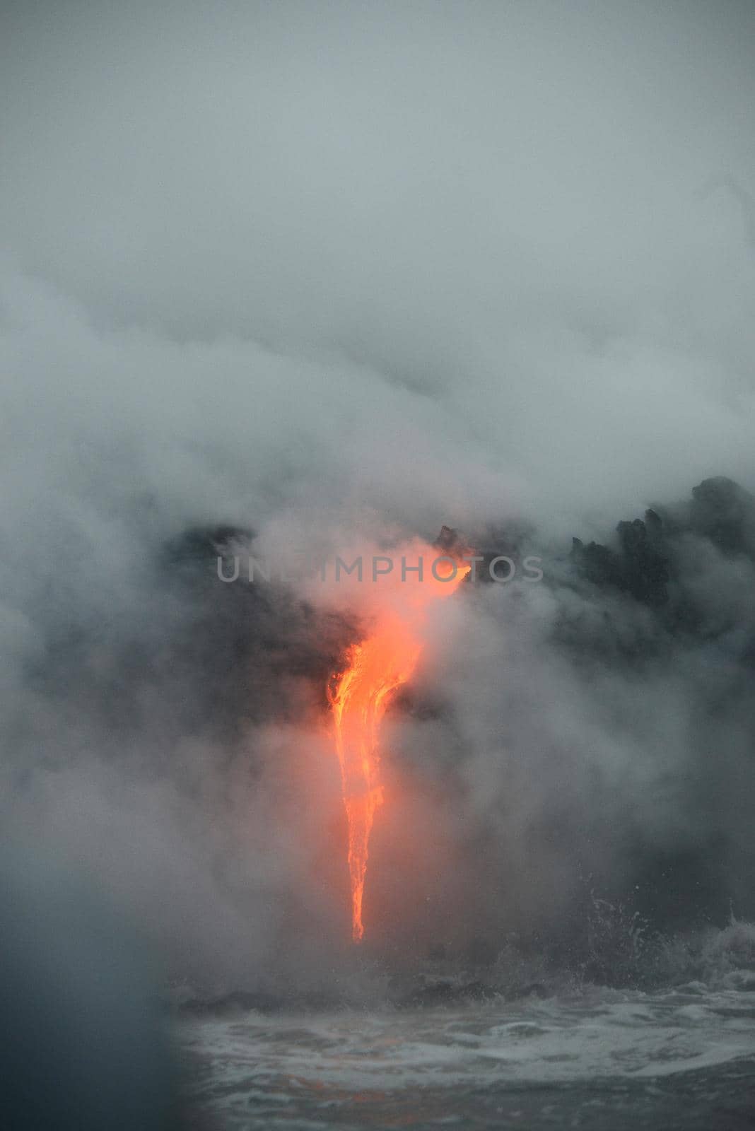 Lava entry to ocean at Big Island, Hawaii