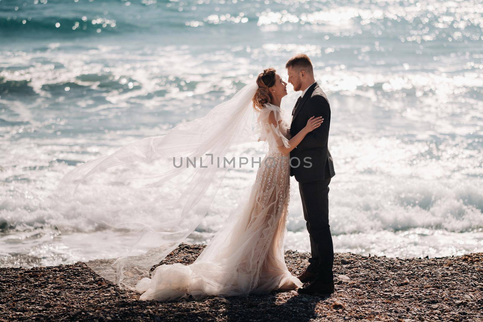 wedding couple on the French Riviera.Wedding in Provence.Bride and groom in France by Lobachad