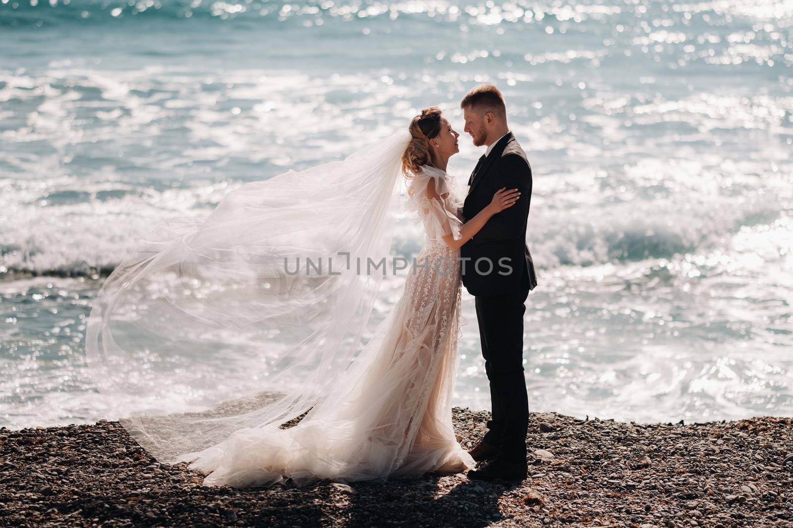 wedding couple on the French Riviera.Wedding in Provence.Bride and groom in France by Lobachad