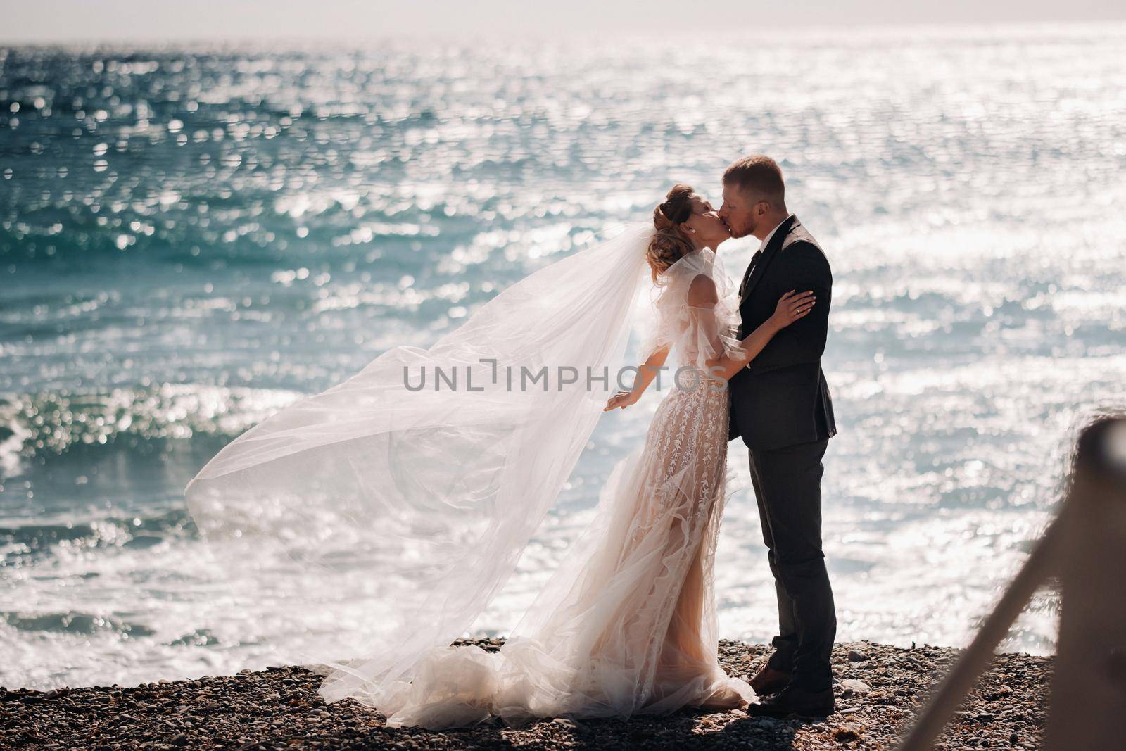 wedding couple on the French Riviera.Wedding in Provence.Bride and groom in France.