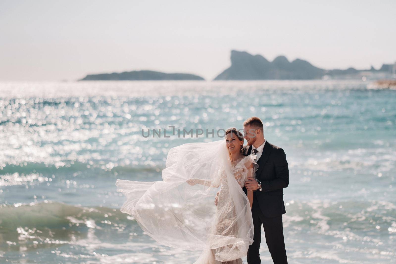 wedding couple on the French Riviera.Wedding in Provence.Bride and groom in France.