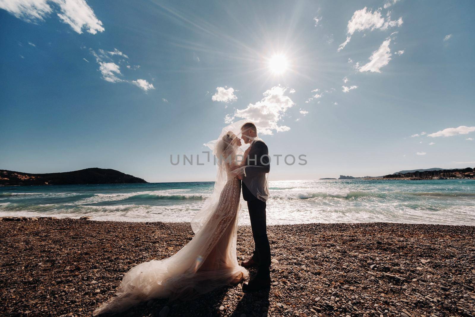 wedding couple on the French Riviera.Wedding in Provence.Bride and groom in France by Lobachad