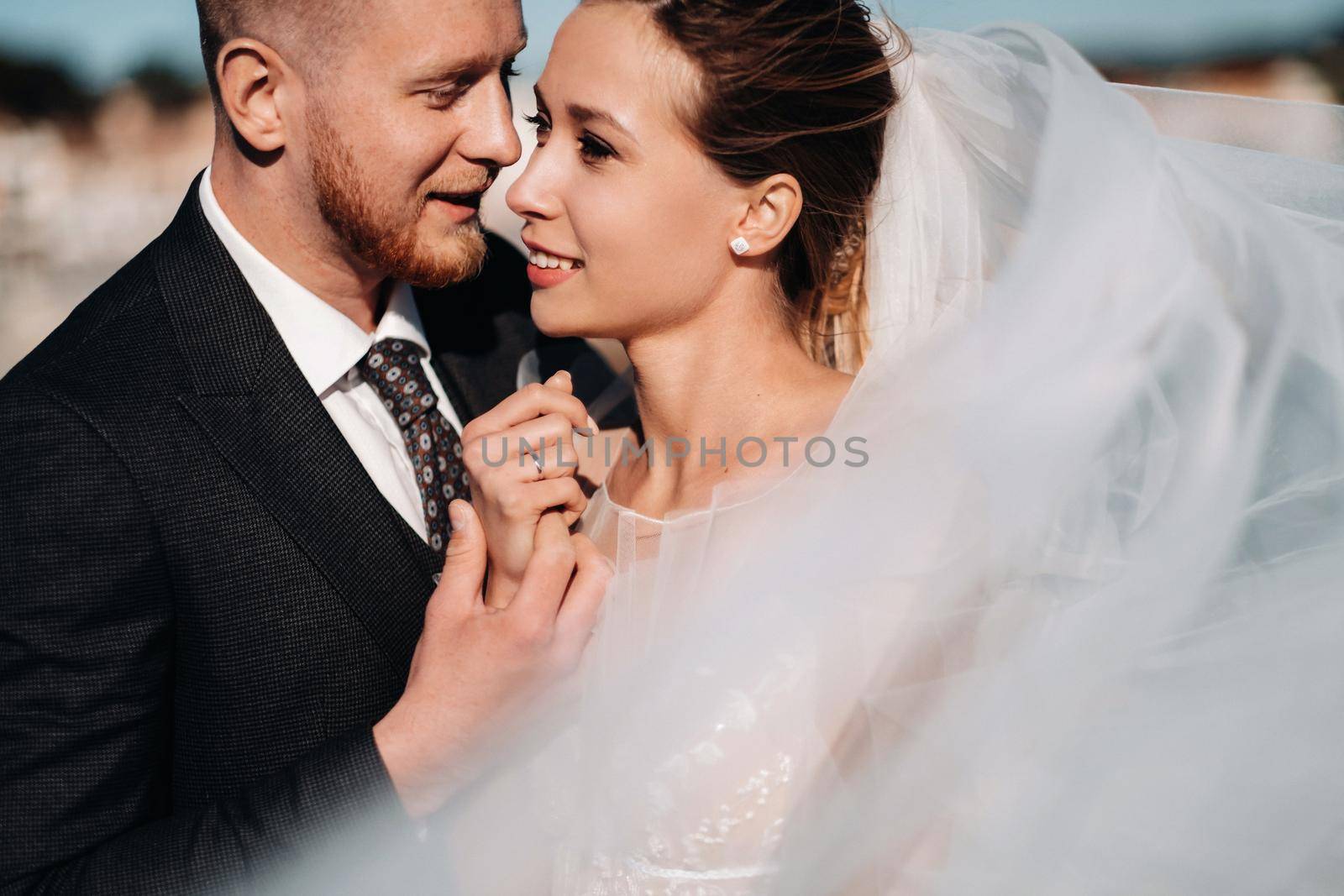 wedding couple on the French Riviera.Wedding in Provence.Bride and groom in France by Lobachad