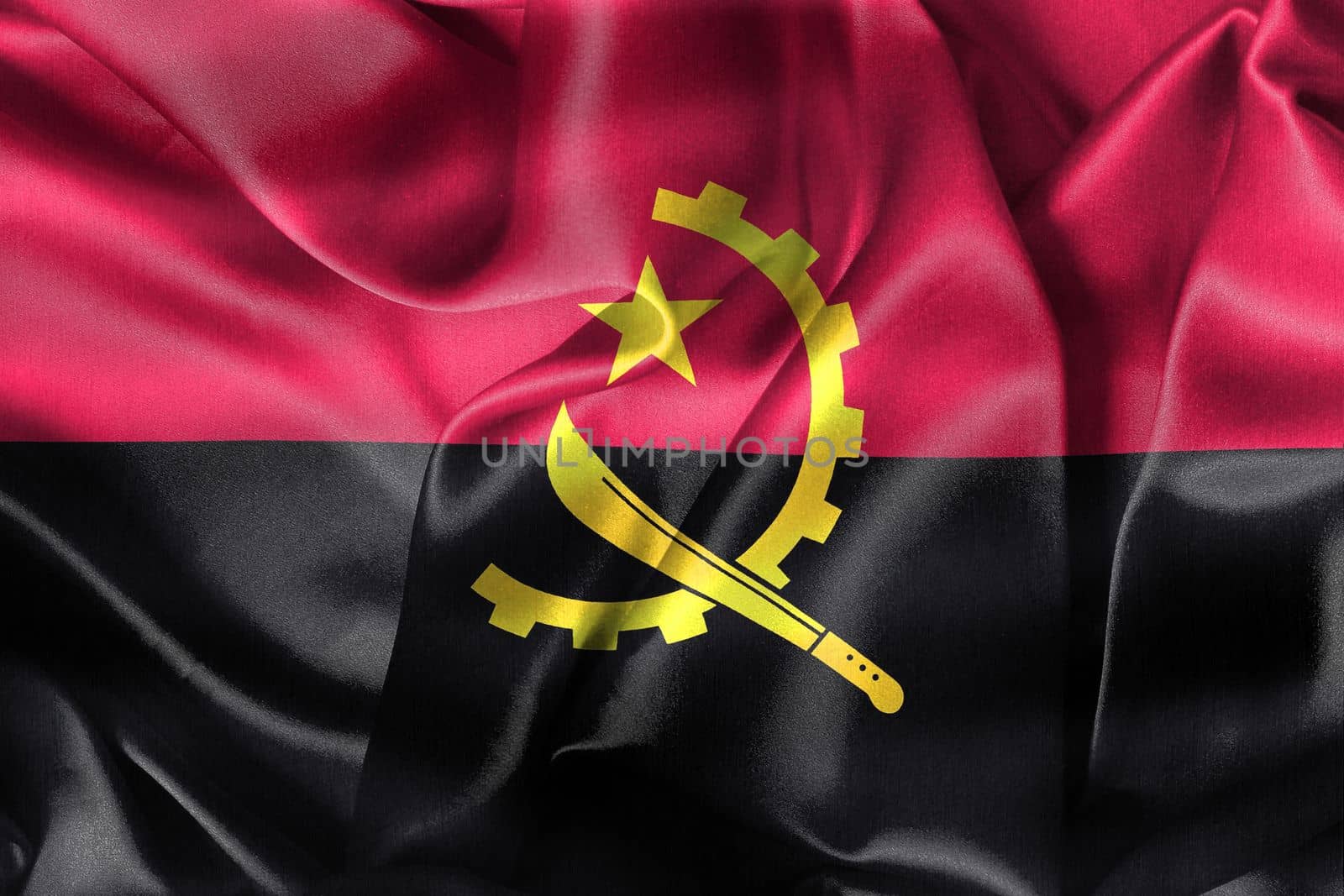 Angola flag - realistic waving fabric flag