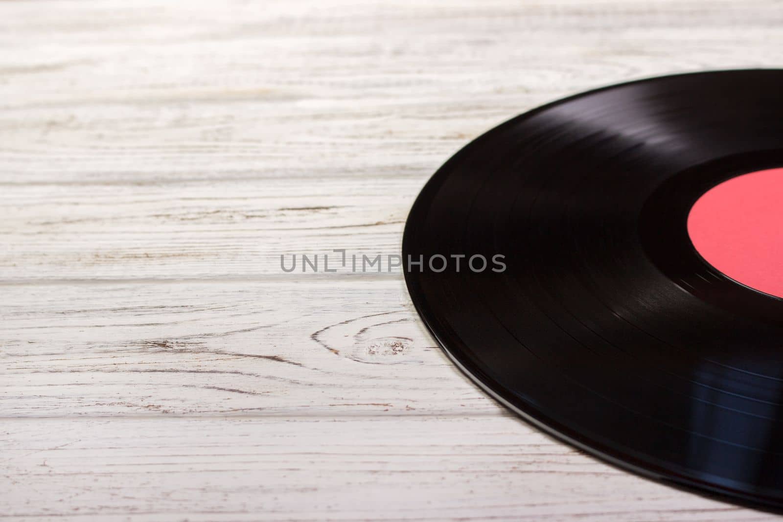 Music background of black gramophone Vinyl record. closeup Empty space for inscription