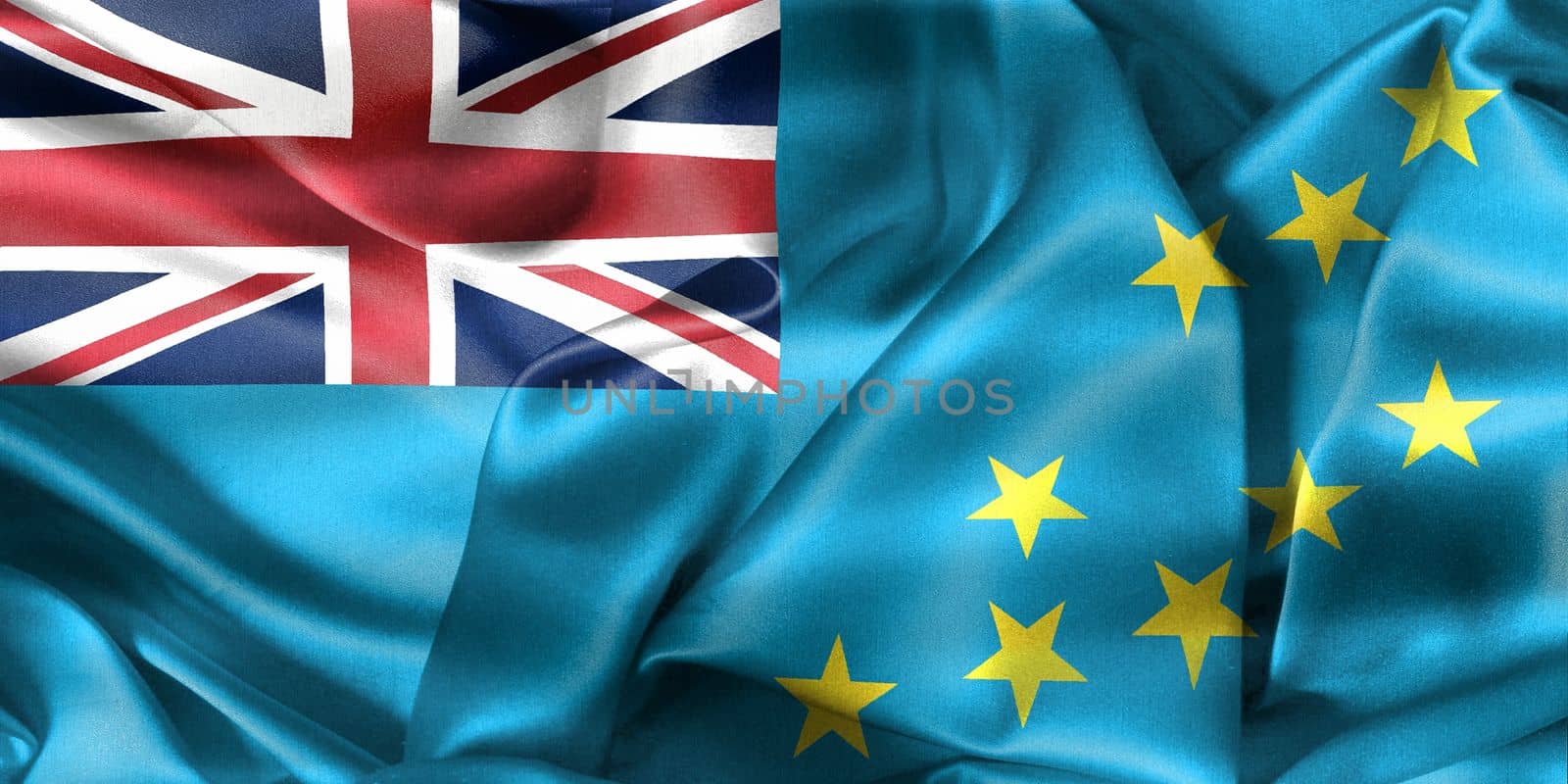 3D-Illustration of a Tuvalu flag - realistic waving fabric flag by MP_foto71