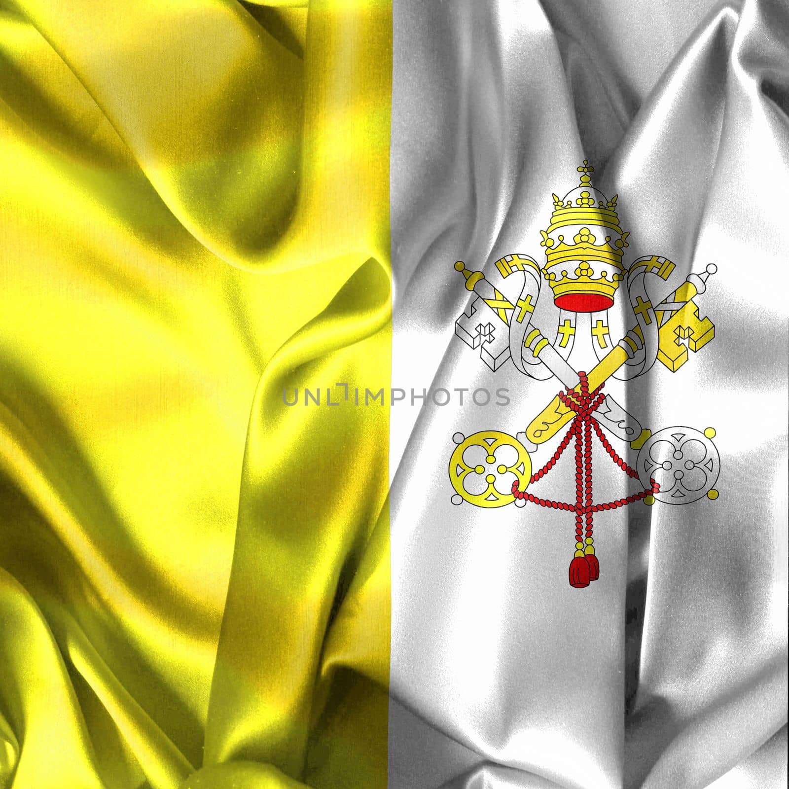3D-Illustration of a Vatican City flag - realistic waving fabric flag by MP_foto71