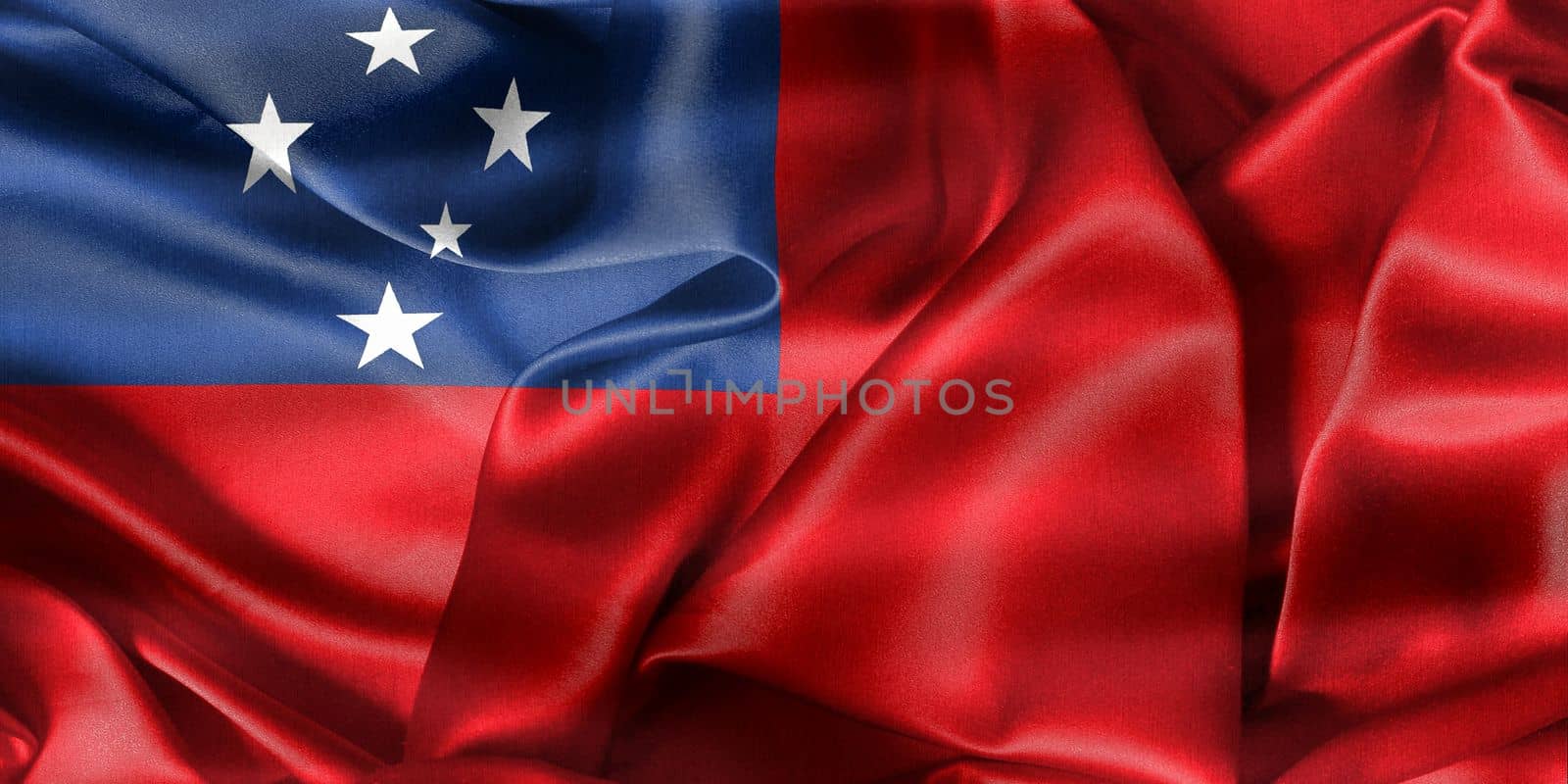 3D-Illustration of a Samoa flag - realistic waving fabric flag.