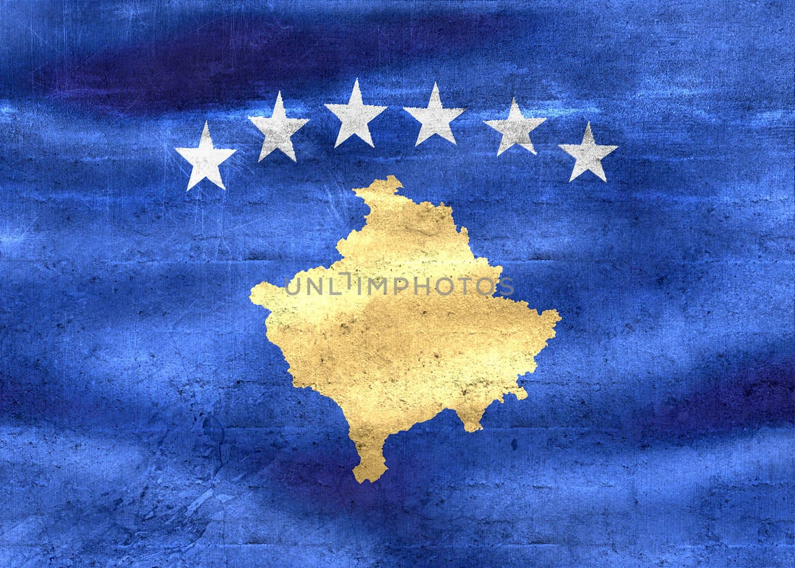 3D-Illustration of a Kosovo flag - realistic waving fabric flag.