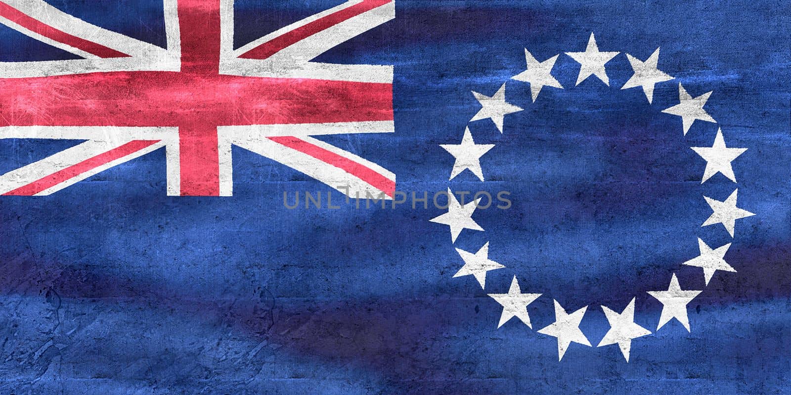 Cook Islands flag - realistic waving fabric flag