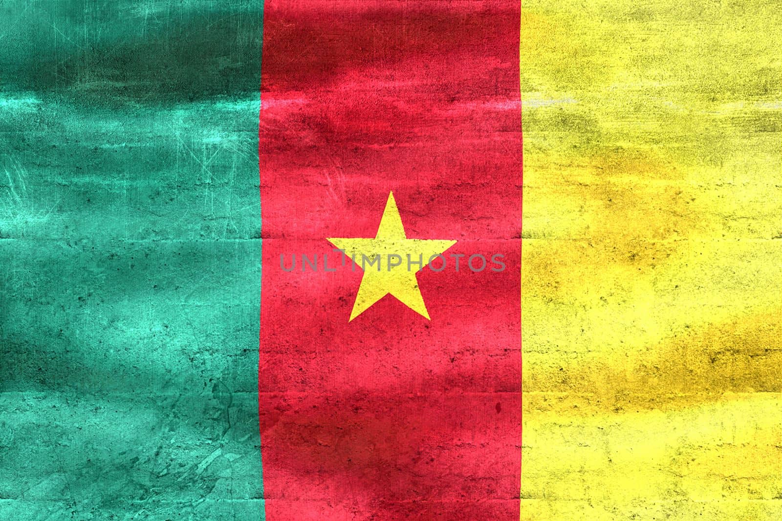 Cameroon flag - realistic waving fabric flag