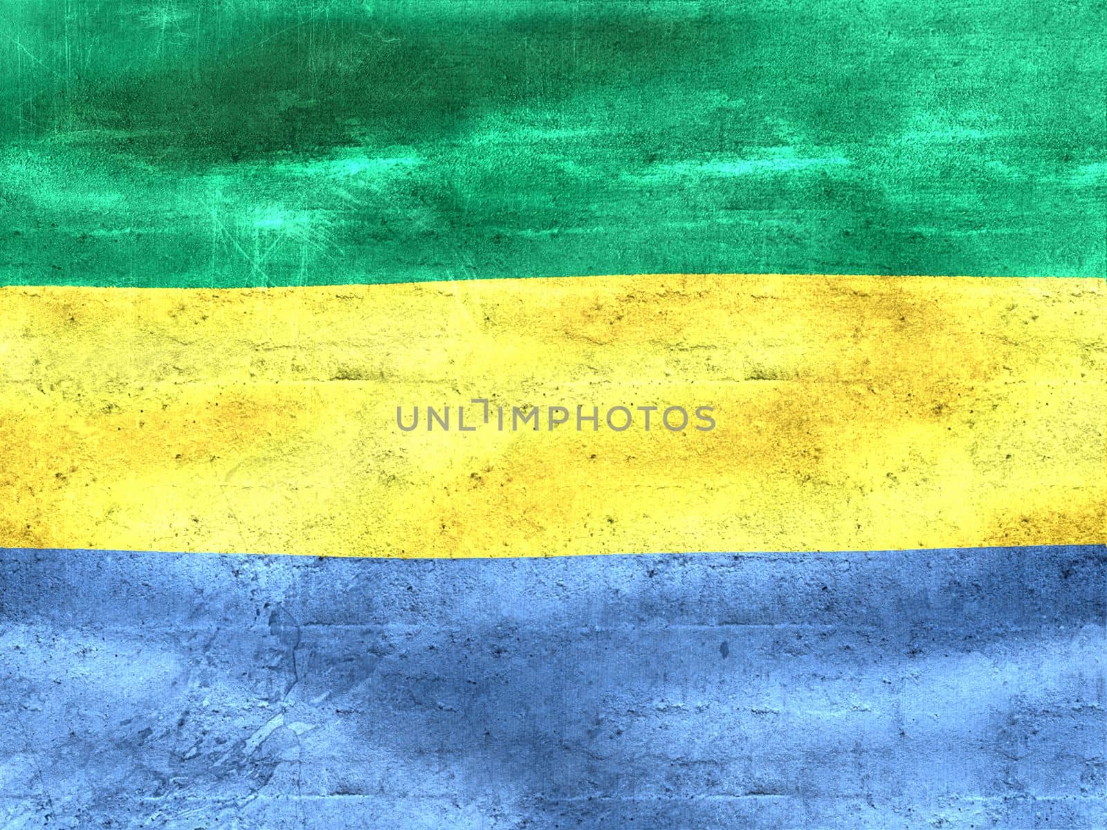 Gabon flag - realistic waving fabric flag by MP_foto71