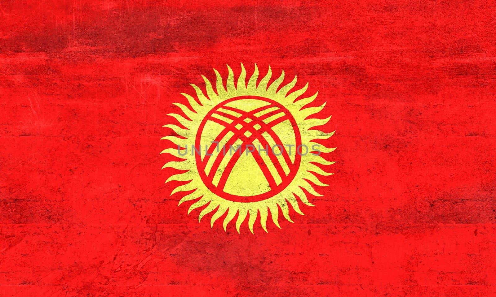 Kyrgyzstan flag - realistic waving fabric flag
