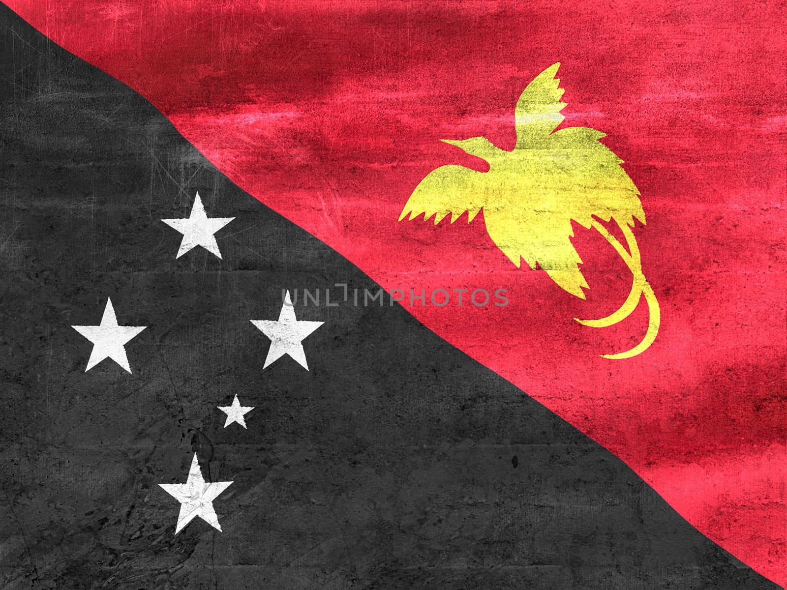 Papua New Guinea flag - realistic waving fabric flag