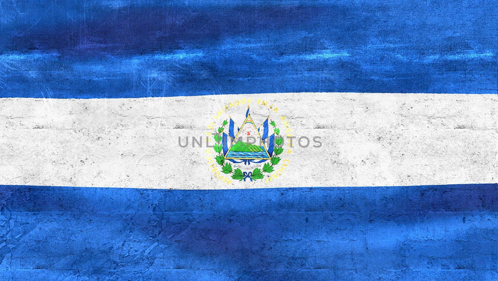 3D-Illustration of a El Salvador flag - realistic waving fabric flag by MP_foto71