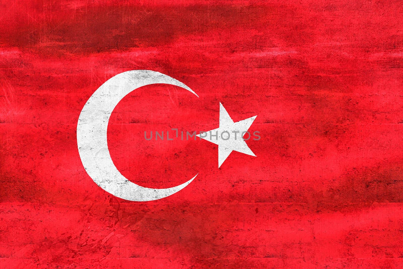 3D-Illustration of a Turkey flag - realistic waving fabric flag.