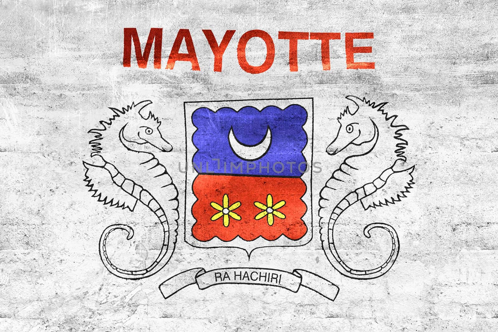 3D-Illustration of a Mayotte flag - realistic waving fabric flag.