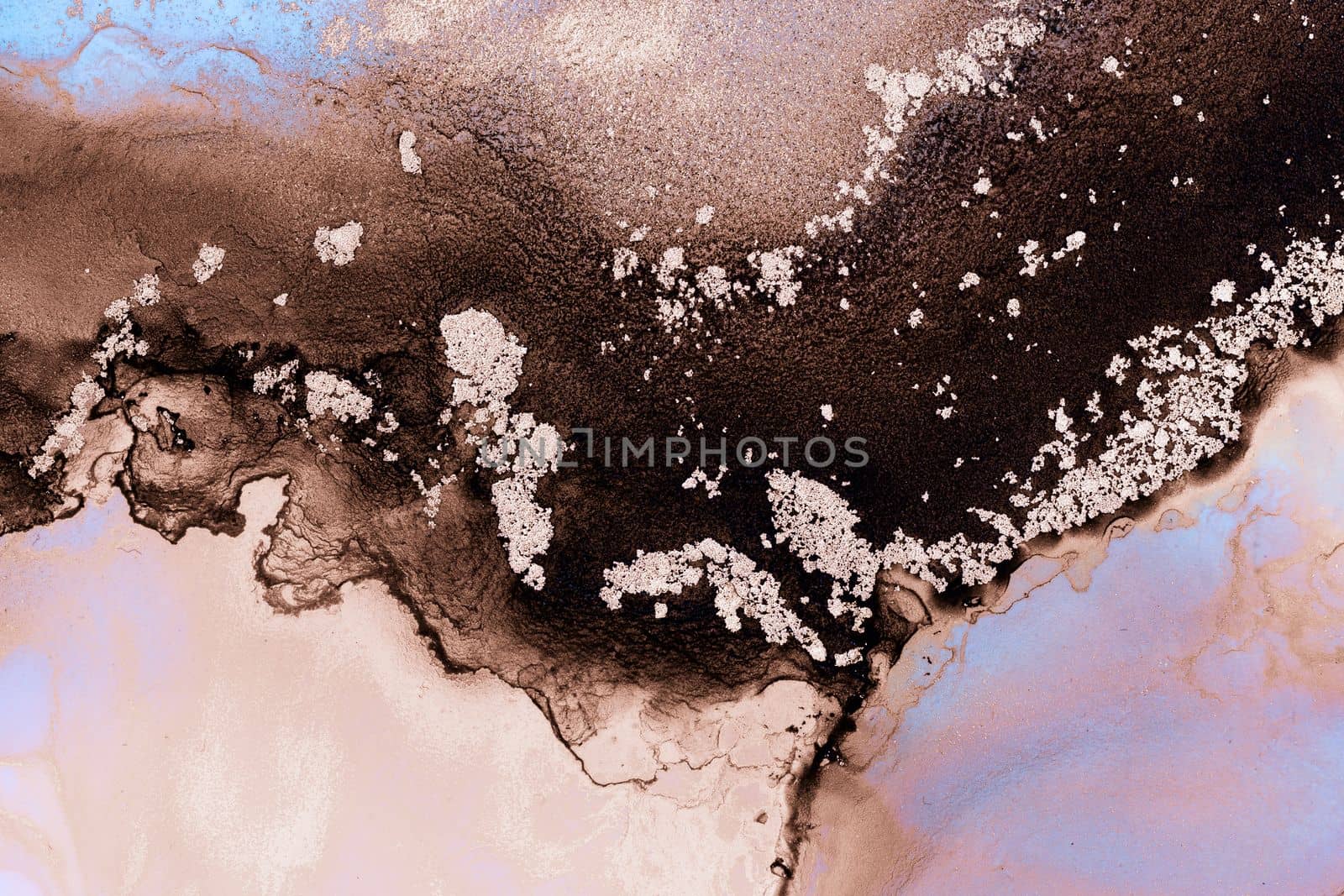 Marble ink abstract art from exquisite original painting for abstract background . Painting was painted on high quality paper texture to create smooth marble background pattern of ombre alcohol ink .