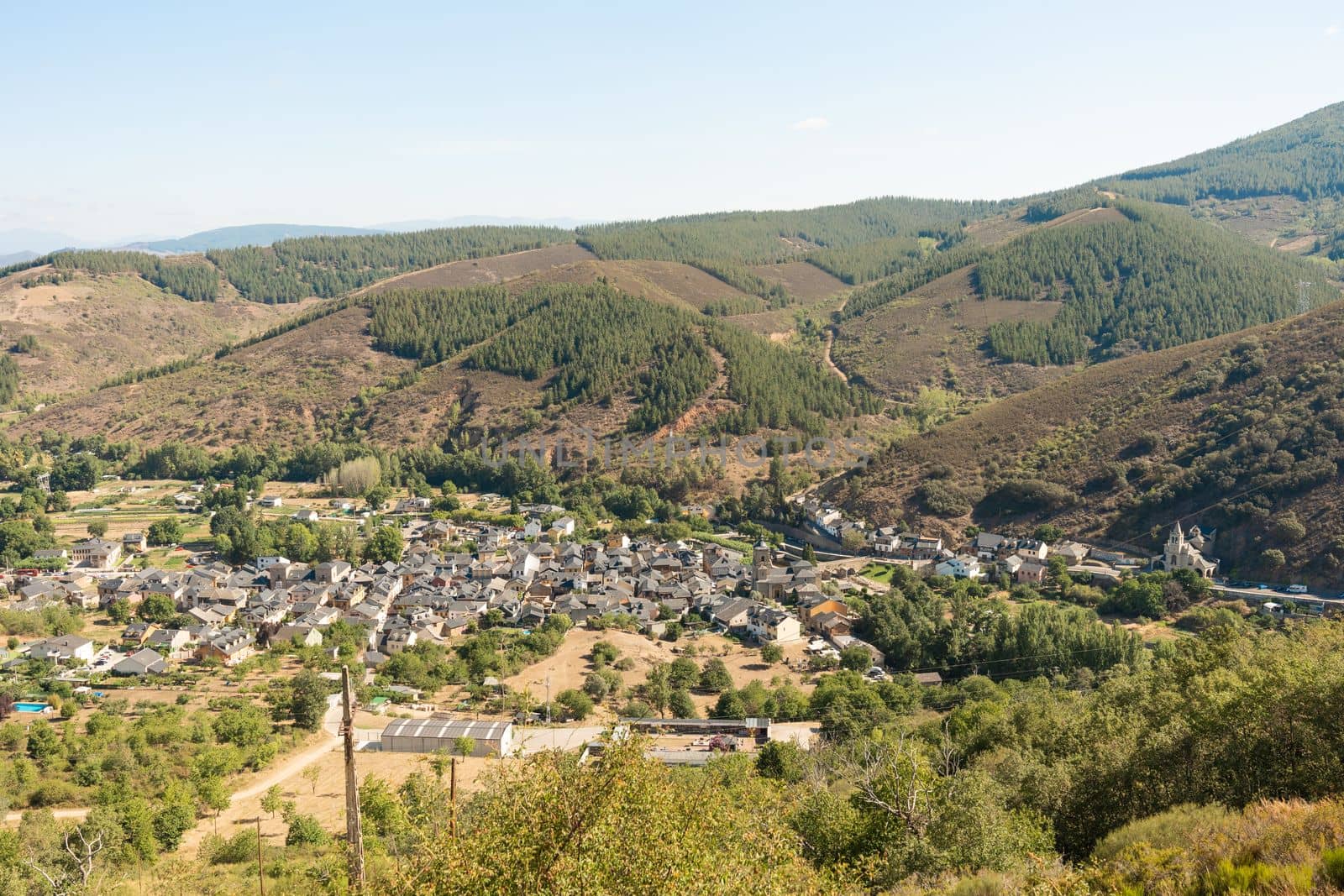 Aerial views of Molinaseca, province of Leon, region of El Bierzo