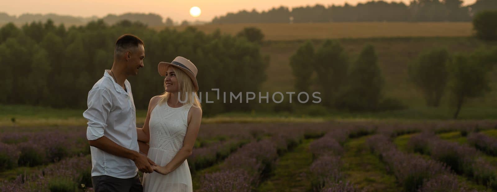 adult couple in the lavender fields.