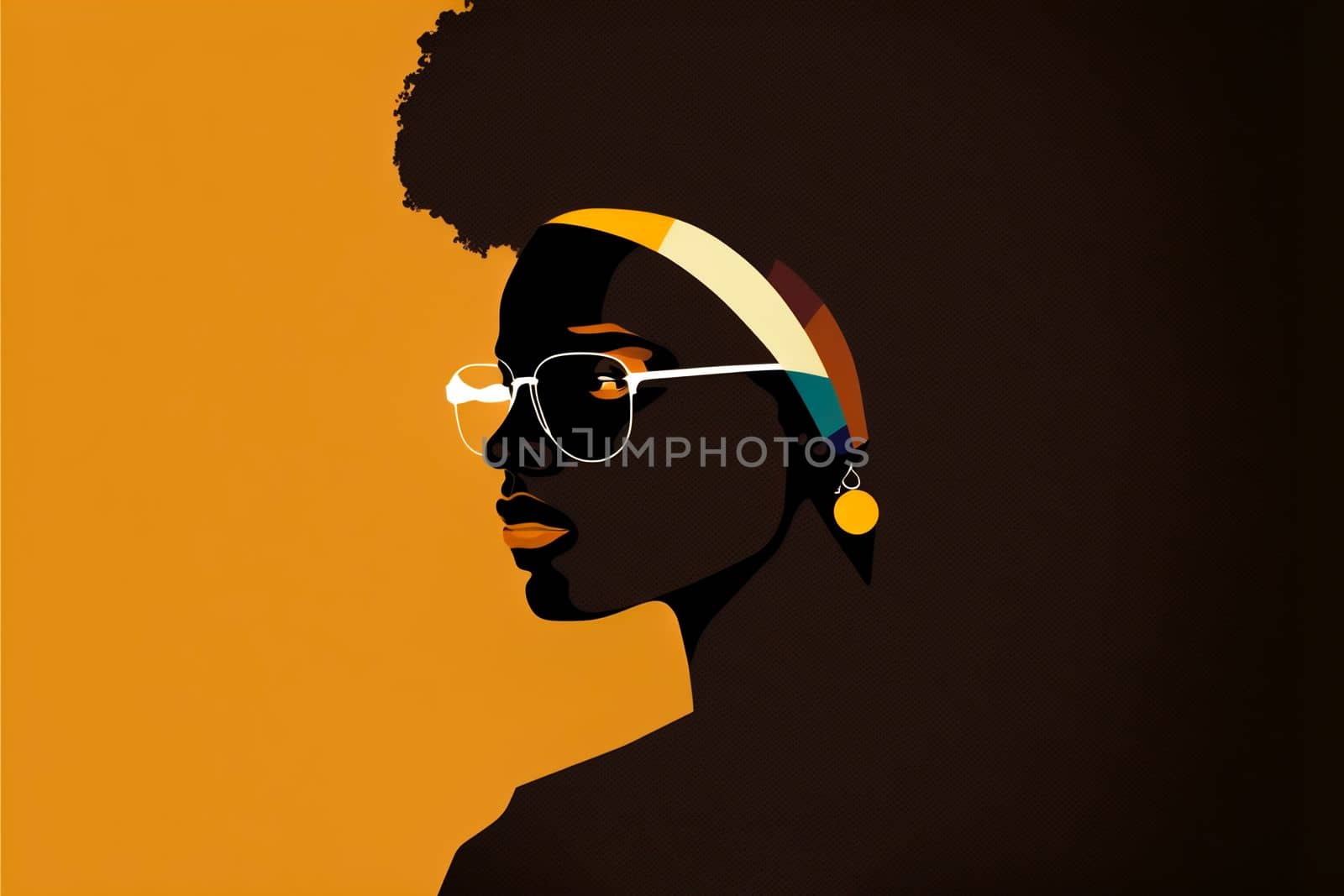 African woman on yellow background. Black History Month Template Design Illustration, African American History. Landing page, template, ui, banner, flyer, background