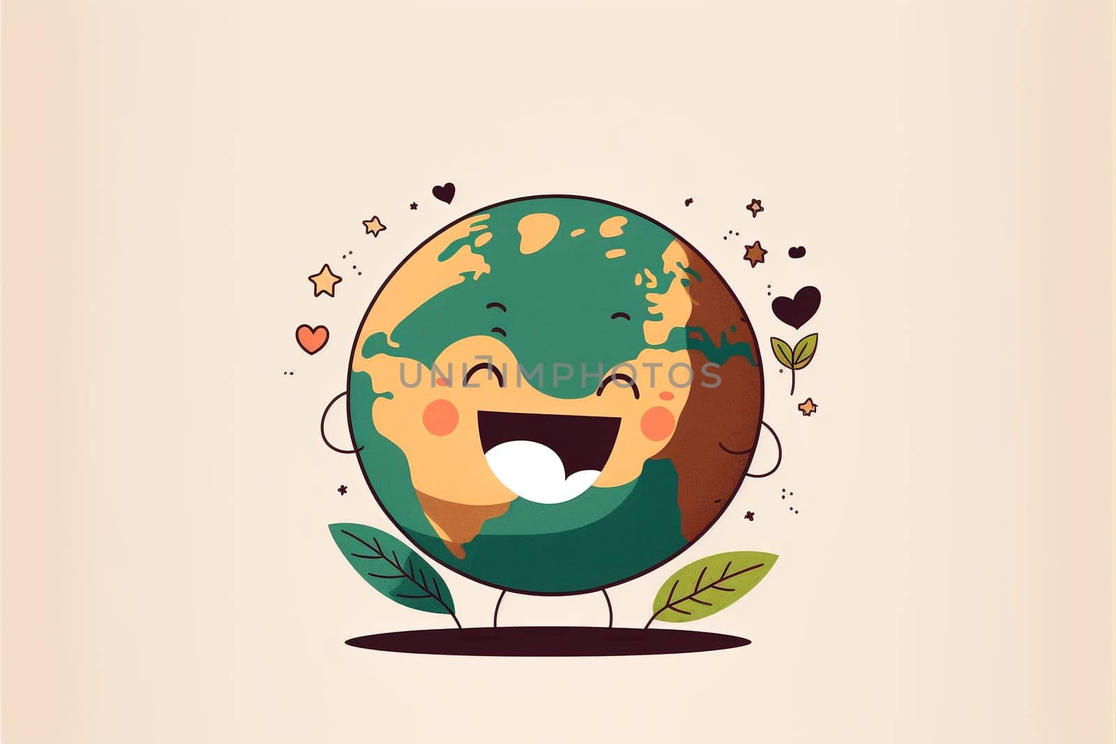 Earth day. happy planet earth cartoon style. by gulyaevstudio