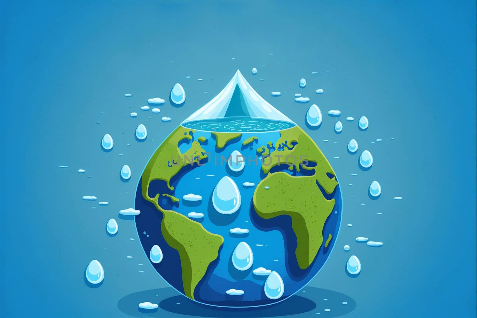 concept of ecology and world water day .Cartoon art by gulyaevstudio