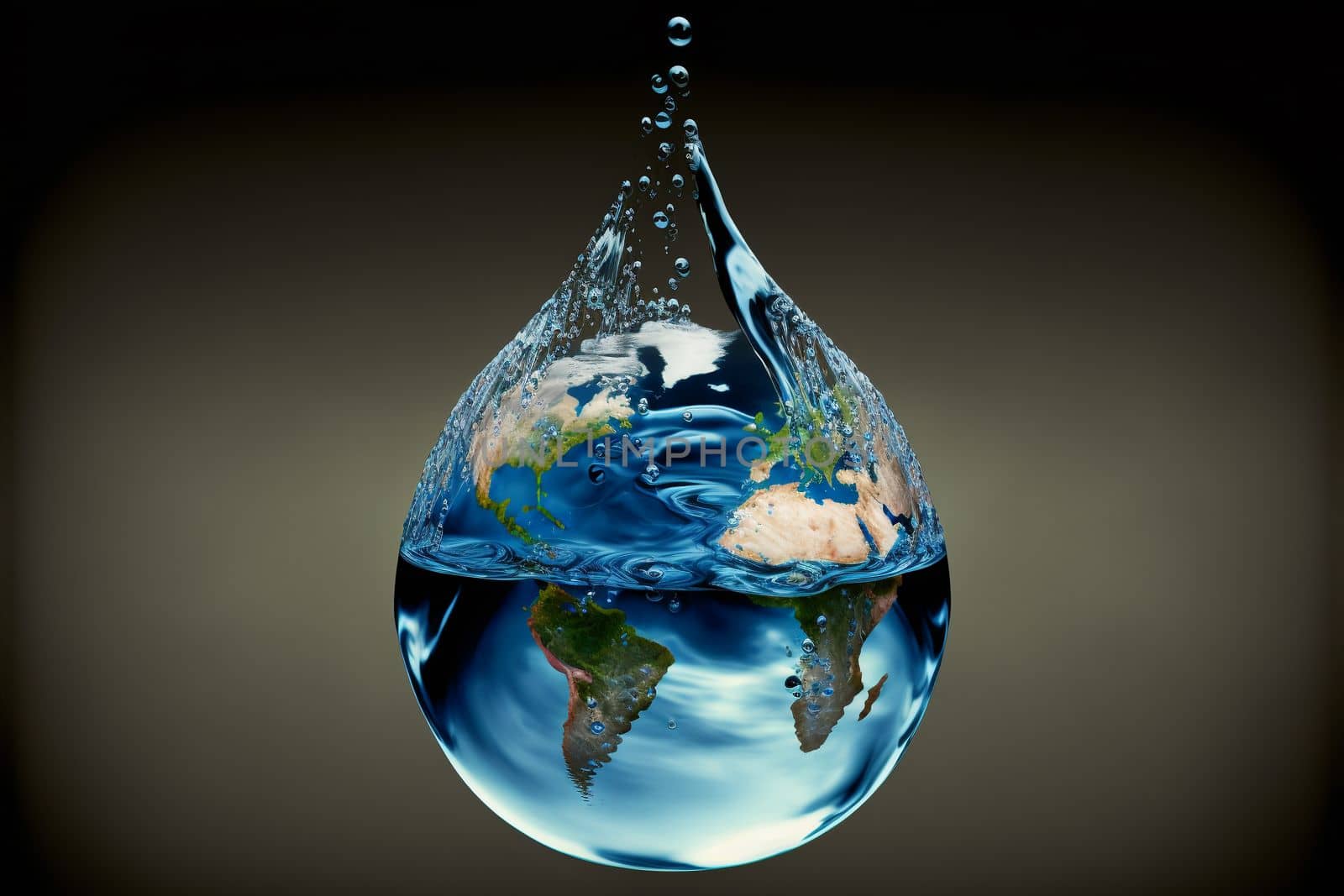 earth in the shape of a drop from two hands. UN Climate Change Conference.World Water Day.