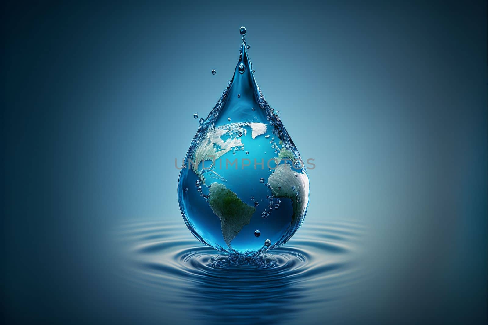 earth in the shape of a drop from two hands. UN Climate Change Conference.World Water Day.