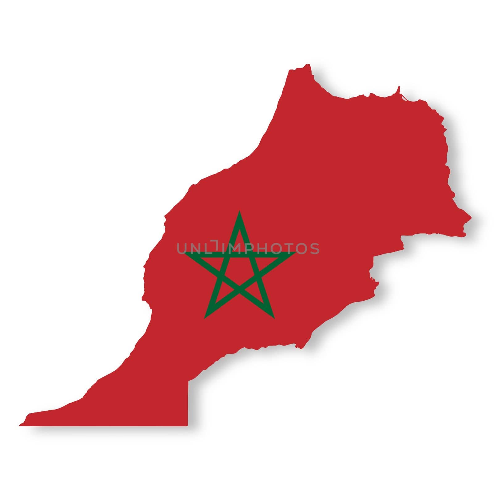 A Morocco map on white background with clipping path 3d illustration