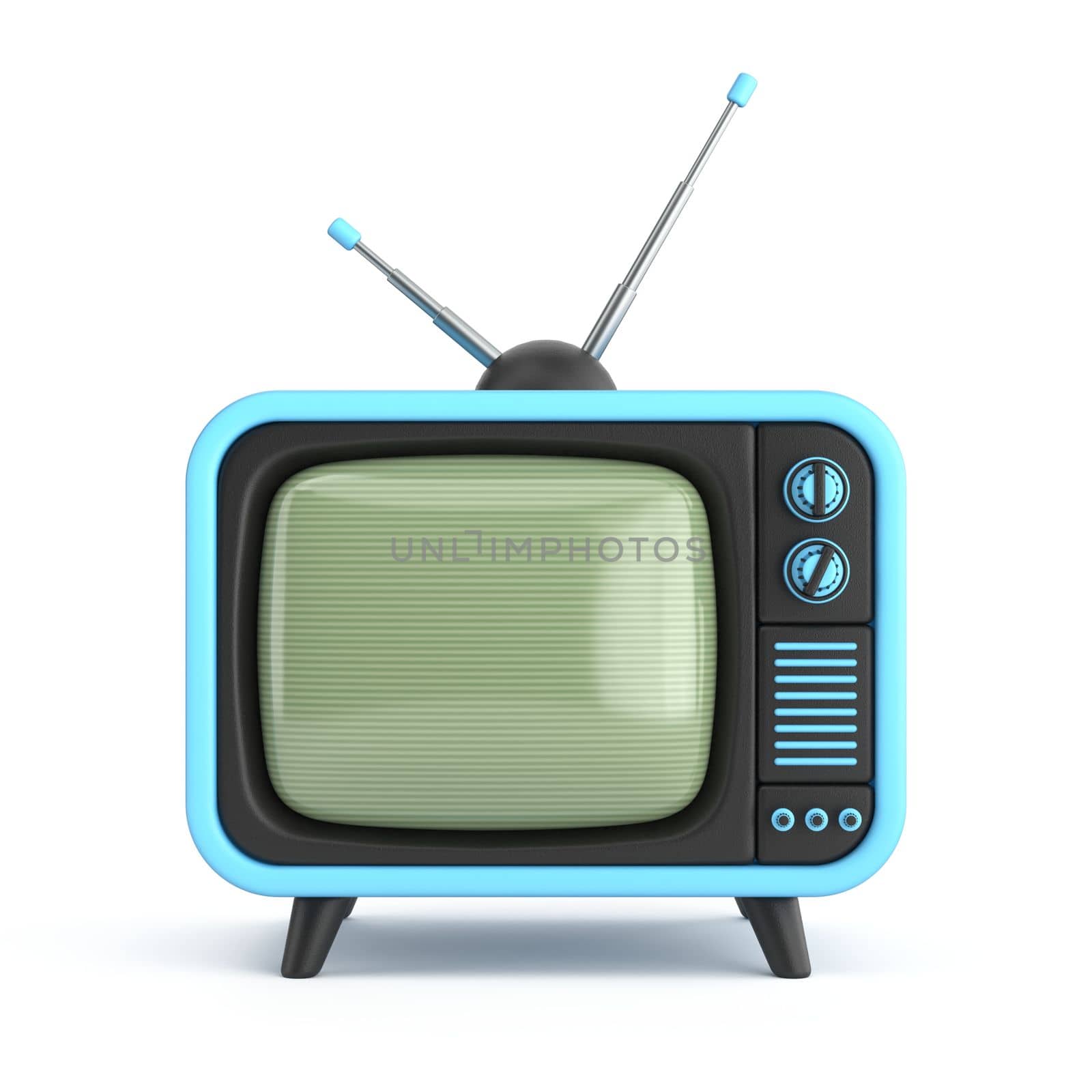 Vintage television TV 3D rendering illustration isolated on white background