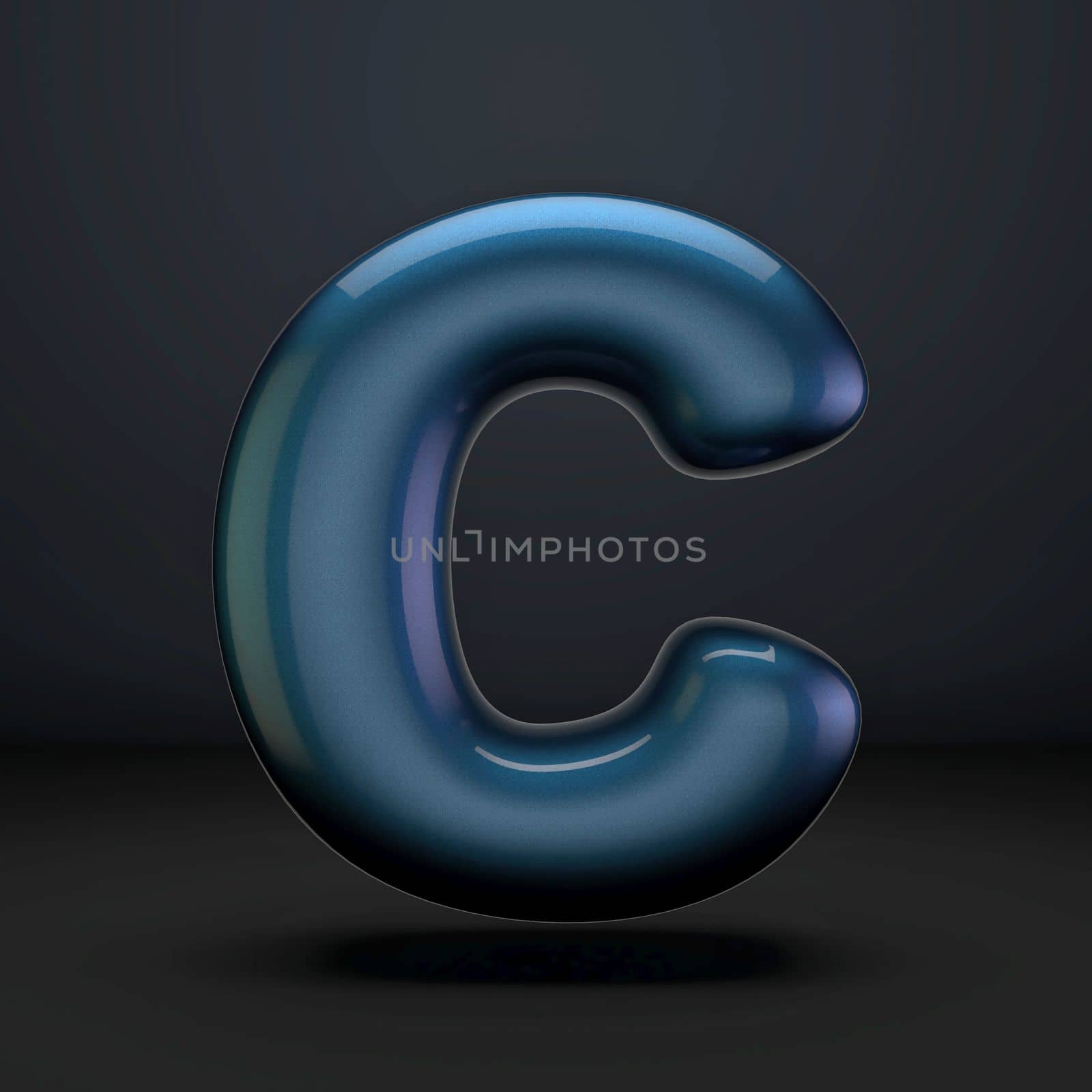 Dark blue shiny font Letter C 3D by djmilic