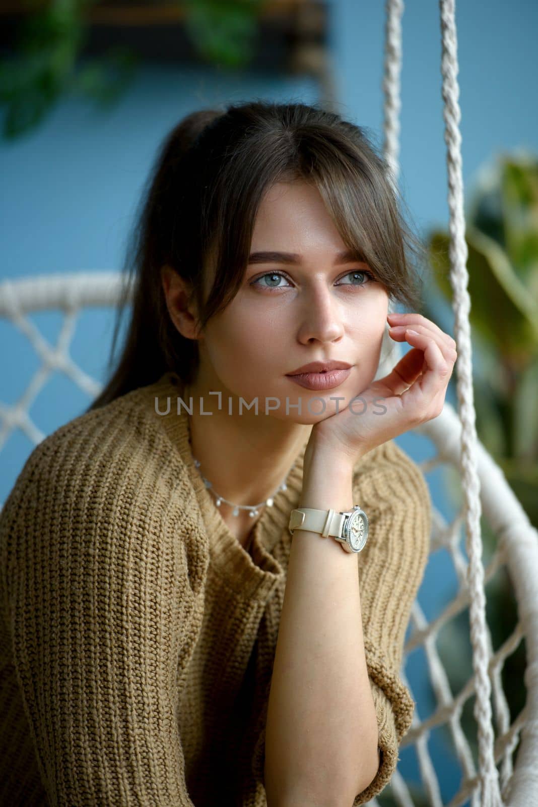 Beautiful young brunette woman portrait. indoor shot by Ashtray25