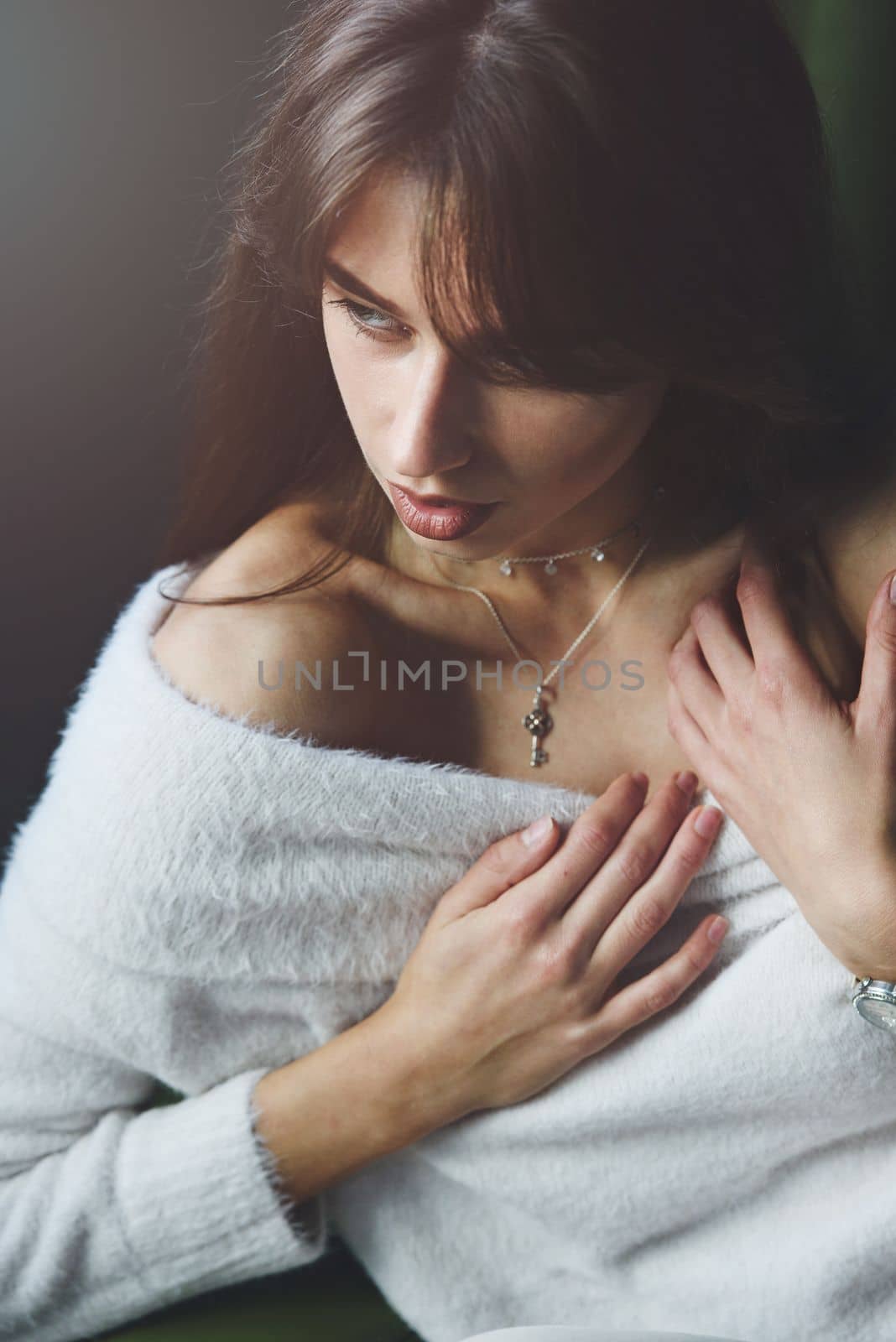 Beautiful young brunette woman portrait. indoor shot by Ashtray25