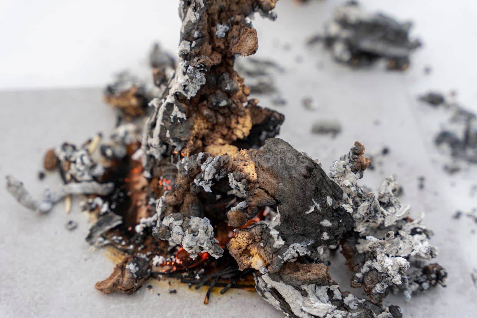 chemical experiment with urotropin and calcium gluconate ash dragon. ash tree. the ash snake. Pharaoh's snake. gorenje, flame and fire