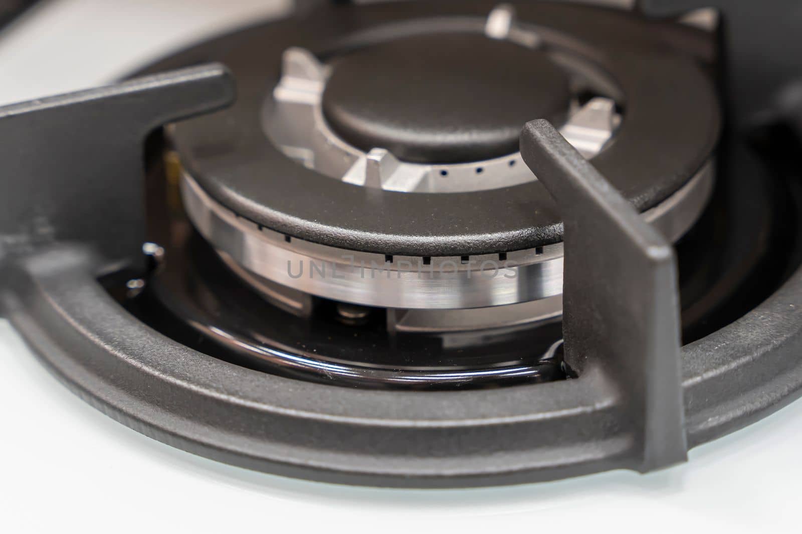 gas burner close-up. Home gas stove. The hob in the kitchen.