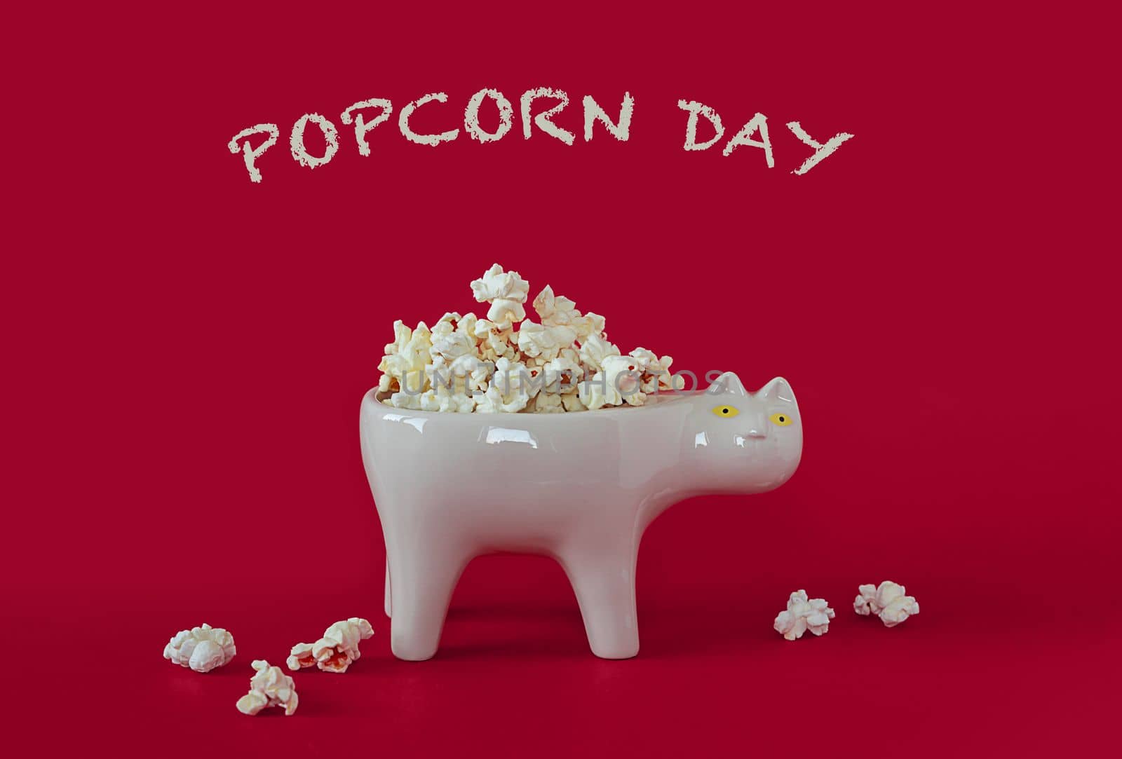 National popcorn day concept. Bowl full of pop corn. Leisure idea. Copy space. by Ri6ka