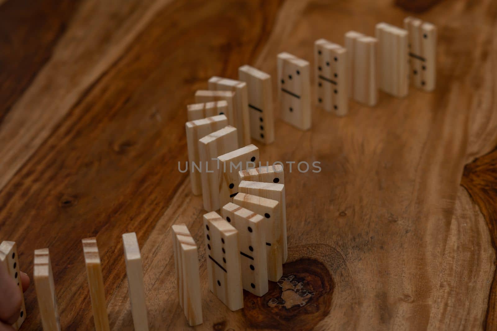 wooden dominoes in a row