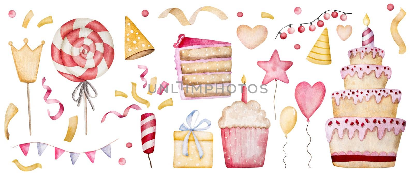 Happy Birthday cupcake watercolor illustration by tan4ikk1