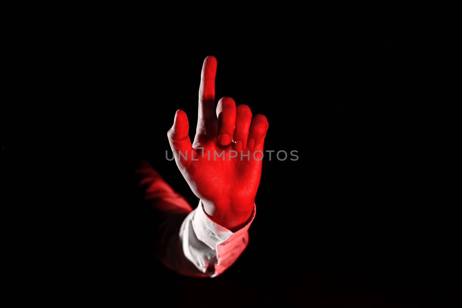 Man hand Pointing On Important Messages With one Finger.