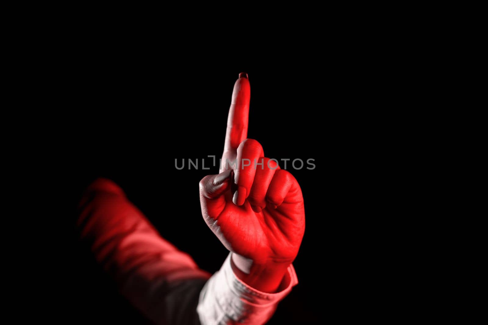 Woman Pointing On Important Messages With One Finger.