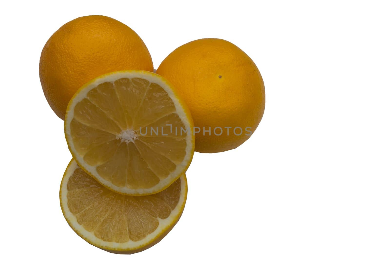 Fresh Grapefruit with juicy slice. Rich with vitamin C isolated on white background